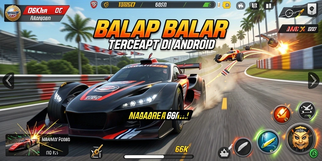 Gameplay menegangkan dalam balapan yang mendebarkan.