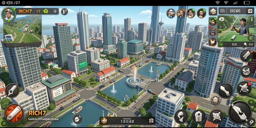 Tangkapan layar RICH7 menampilkan gameplay strategis yang dinamis.